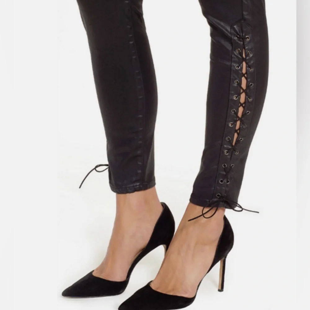 NWOT Adriano Goldschmied Legging Super Skinny Ankle Jeans Lace-Up Sides size 30 - Picture 2 of 16
